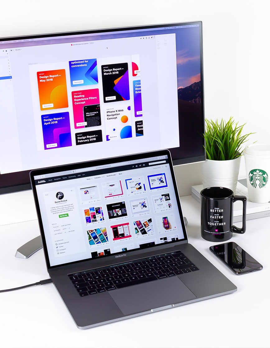 Original Project Accountants portfolio cover: a desktop web-design workspace